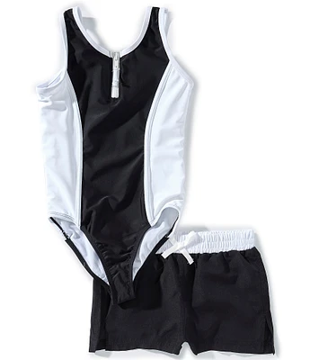 Raisins Big Girls 7-16 Point Dume Colorblock 1-Piece Swimsuit & Shorts Set