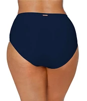 Raisins Curve Plus Size Costa Solid High Waist Shirred Swim Bottom