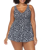 Raisins Curve Plus Size Hideaway Lucia V-Neck Cross Front Twist One Piece Swimdress