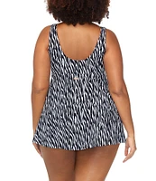 Raisins Curve Plus Size Hideaway Lucia V-Neck Cross Front Twist One Piece Swimdress