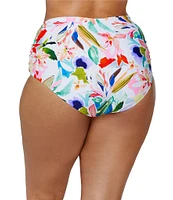 Raisins Curve Plus Size In The Sol Keiora High Waist Tummy Thinner Floral Print Swim Bottom