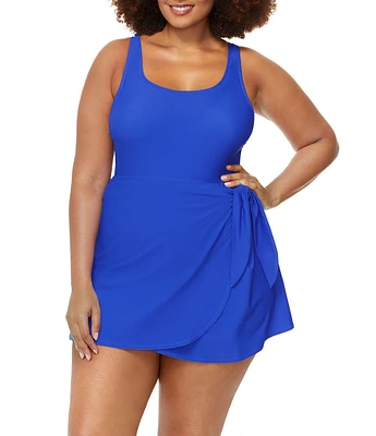Raisins Curve Plus Size Malo Solid Calabria Square Neck Swimdress One Piece Swimsuit