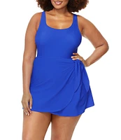 Raisins Curve Plus Size Malo Solid Calabria Square Neck Swimdress One Piece Swimsuit