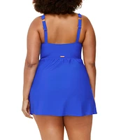 Raisins Curve Plus Size Malo Solid Calabria Square Neck Swimdress One Piece Swimsuit