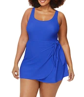 Raisins Curve Plus Size Malo Solid Calabria Square Neck Swimdress One Piece Swimsuit