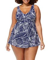 Raisins Curve Plus Size Sandstorm Lucia V-Neck Swimdress One Piece Swimsuit