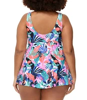 Raisins Curve Plus Size She's Like Summer Lucia V-Neck Cross Front One Piece Swimdress