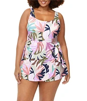 Raisins Curve Plus Size Taormina Calabria Square Neck Swimdress One Piece Swimsuit