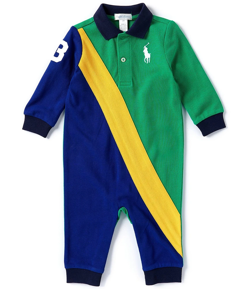 Ralph Lauren Baby Boys 3-12 Months Long-Sleeve Big Pony Mesh Polo Coverall