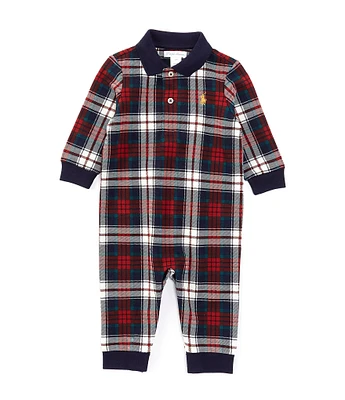 Ralph Lauren Baby Boys 3-12 Months Long Sleeve Plaid Mesh Polo Coverall