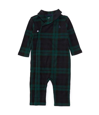 Ralph Lauren Baby Boys 3-24 Months Long Sleeve Shawl Collar Plaid Interlock Coverall