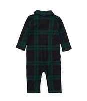 Ralph Lauren Baby Boys 3-24 Months Long Sleeve Shawl Collar Plaid Interlock Coverall