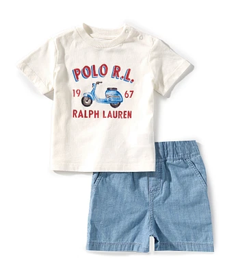 Ralph Lauren Baby Boys 3-24 Months Scooter Logo T-Shirt & Chambray Short Set
