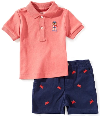 Ralph Lauren Baby Boys 3-24 Months Short Sleeve Bear Polo Shirt & Chino Shorts Set