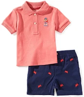 Ralph Lauren Baby Boys 3-24 Months Short Sleeve Bear Polo Shirt & Chino Shorts Set