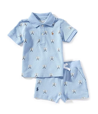 Ralph Lauren Baby Boys Short-Sleeve Logo Mesh Polo Shirt & Matching Shorts Set