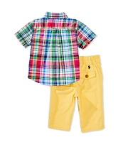 Ralph Lauren Baby Boys 3-24 Months Short-Sleeve Plaid Poplin Shirt & Solid Chino Pant Set