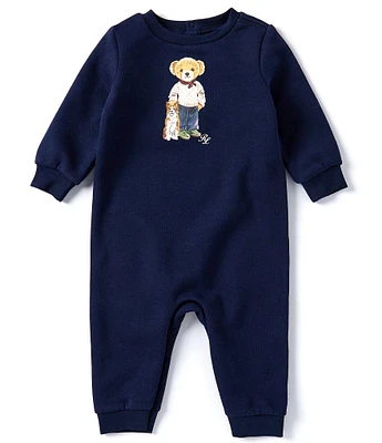 Ralph Lauren Baby Boys 3-9 Months Long Sleeve Polo Bear Peached Fleece Coverall