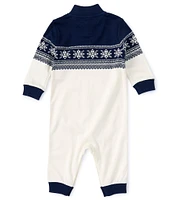 Ralph Lauren Baby Girls 3-12 Months Long Sleeve Snowflake Motif Interlock Coverall