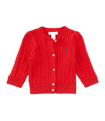 Ralph Lauren Baby Girls 3-24 Months Long Sleeve Mini-Cable Cardigan