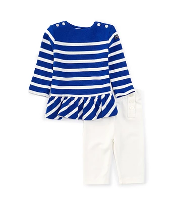 Ralph Lauren Baby Girls 3-24 Months Long-Sleeve Striped Jersey T-Shirt & Ponte Leggings Set