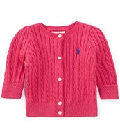 Ralph Lauren Baby Girls 3-24 Months Puffed Sleeve Mini-Cable Knit Cardigan