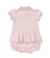 Ralph Lauren Baby Girls 3-24 Months Puffled-Sleeve Gingham Peplum Mesh Romper