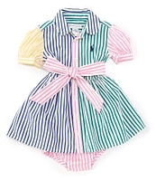 Ralph Lauren Baby Girls 3-24 Months Short Sleeve Striped Fun Shirtdress