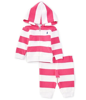 Ralph Lauren Baby Girls 3-24 Months Striped Terry Hooded Jacket & Jogger Pant Set