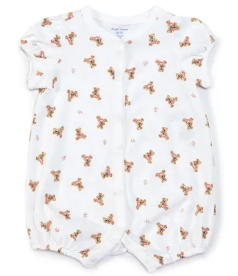 Ralph Lauren Baby Girls 3-9 Months Short-Sleeve Polo Bear Bubble Romper