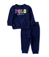 Ralph Lauren Baby Girls 9-24 Months Long-Sleeve Logo Fleece Sweatshirt & Jogger Pant Set