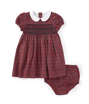 Ralph Lauren Baby Girls 9-24 Months Short Sleeve Plaid Smocked Empire-Waist Dress