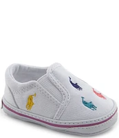 Polo Ralph Lauren Girls' Bal Harbor Slip-On Oxfordcloth Sneaker Crib Shoes (Infant)