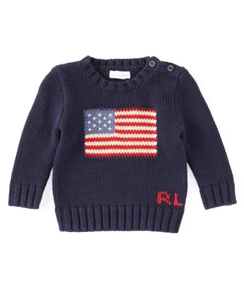 Ralph Lauren Baby Boys 3-24 Months Long Sleeve American Flag Sweater
