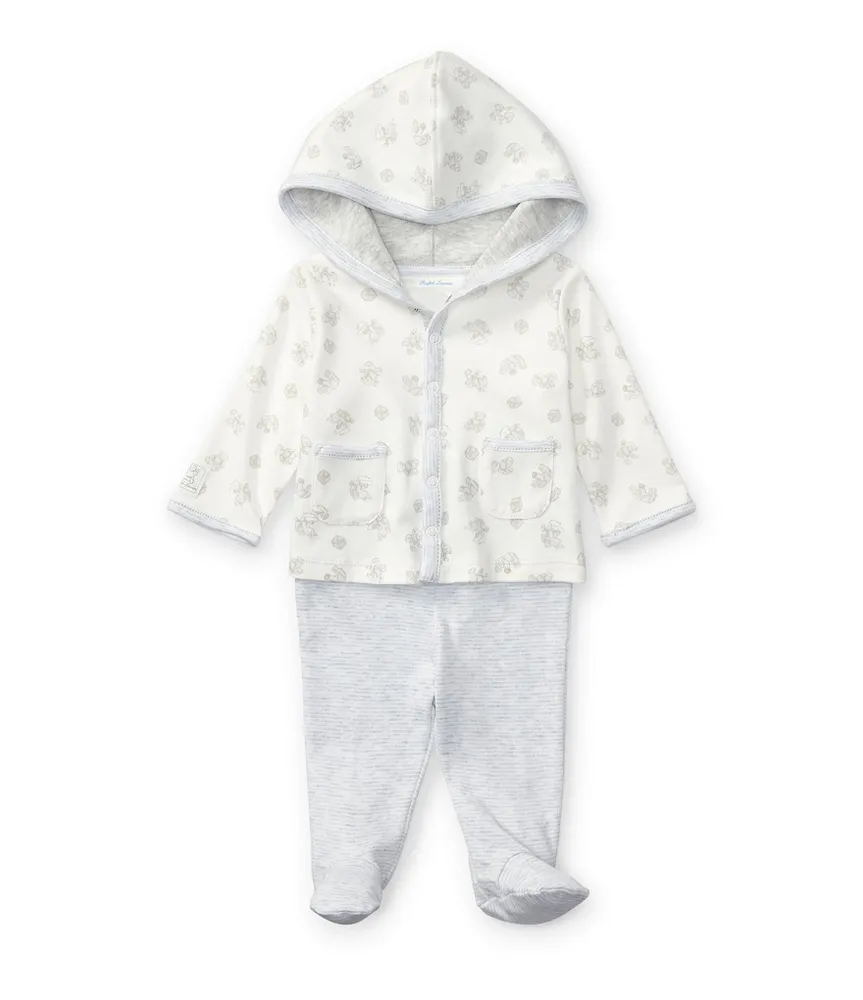 Ralph Lauren Baby Newborn-9 Months Toy Print Hoodie & Striped Footed Pant Set