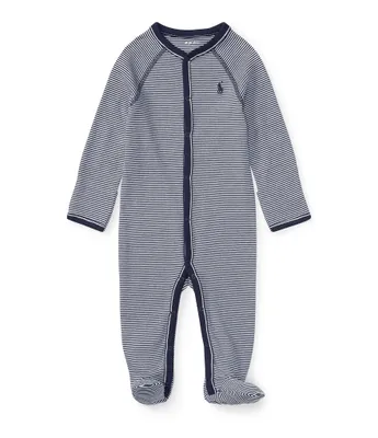 Ralph Lauren Baby Boys Newborn-9 Months Solid-Trim Striped Footie Coverall