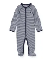 Ralph Lauren Baby Boys Newborn-9 Months Solid-Trim Striped Footie Coverall