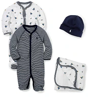 Ralph Lauren Baby Boys Newborn-9 Months Solid-Trim Striped Footie Coverall