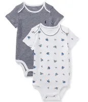 Ralph Lauren Baby Boys Newborn-12 Months Stripe & Bear Printed Short Sleeve Bodysuit 2-Pack