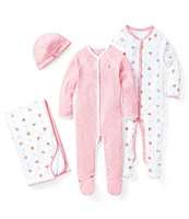 Ralph Lauren Baby Girls Newborn-9 Months Long Sleeves Polo Bear Footie Coverall