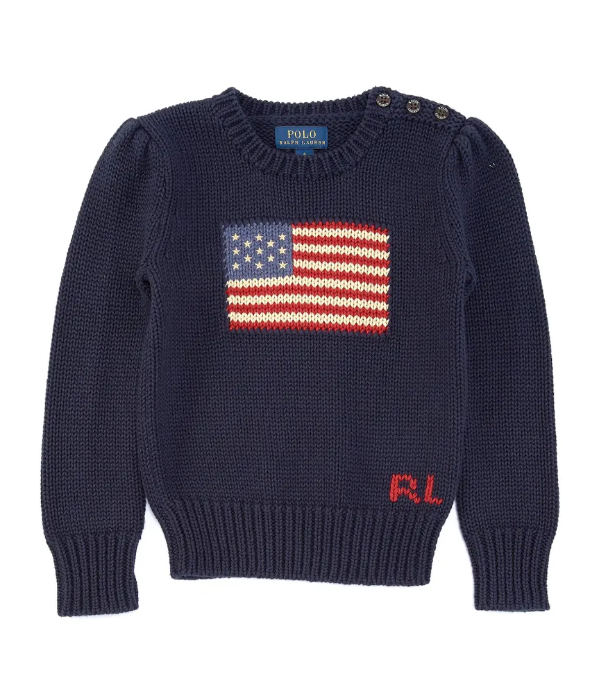 Polo Ralph Lauren Little Girls 4-6X Intarsia American Flag Knit Sweater