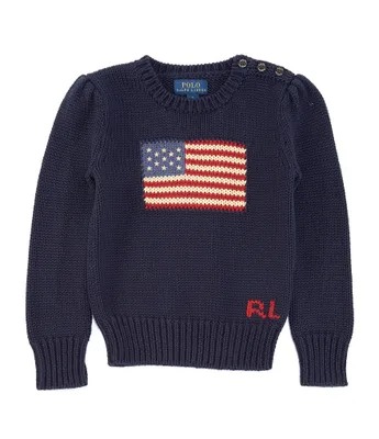 Polo Ralph Lauren Little Girls 4-6X Intarsia American Flag Knit Sweater