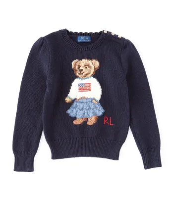 Polo Ralph Lauren Little Girls 4-6X Polo Bear Flag Sweater