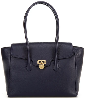 Ralph Lauren Pebbled Leather Large Tanner Satchel Bag