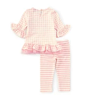 Rare Editions Baby Girls 12-24 Months Long-Sleeve It's My Birthday Checked Tunic Top & Striped Leggings Set