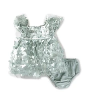 Rare Editions Baby Girls Puff-Sleeve Three-Dimensional-Butterfly-Appliqued Fit-And-Flare Dress