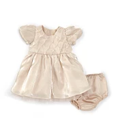 Rare Editions Baby Girls 12-24 Months Puffed-Sleeve Shimmer Organza Fit-And-Flare Dress