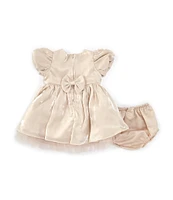 Rare Editions Baby Girls 12-24 Months Puffed-Sleeve Shimmer Organza Fit-And-Flare Dress