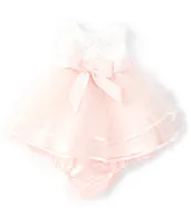 Rare Editions Baby Girls 3- 24 Months Basket Weave Bodice Tiered Mesh Skirt Dress