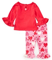 Rare Editions Baby Girls 3-24 Months 3/4-Sleeve Heart-Motif Tunic Top & Heart-Printed Ruffle-Hem Leggings Set